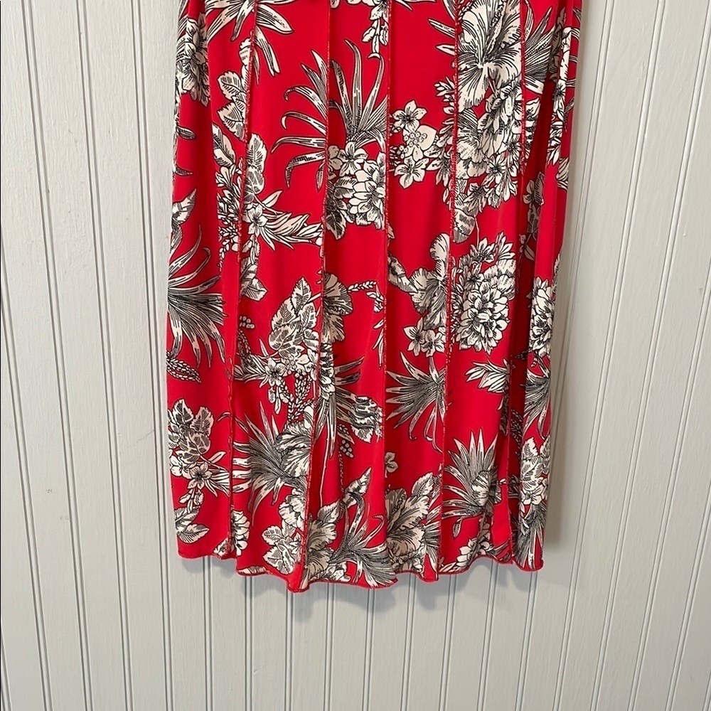 Elegant Red and Black Floral Sleeveless Dress | Size 4 FAIR CONDITION - Picture 8 of 12